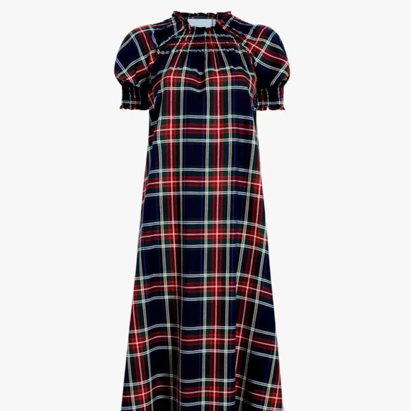 NWOT Hill House Home Caroline Nap Dress Navy Red Tartan M - Picture 2 of 6